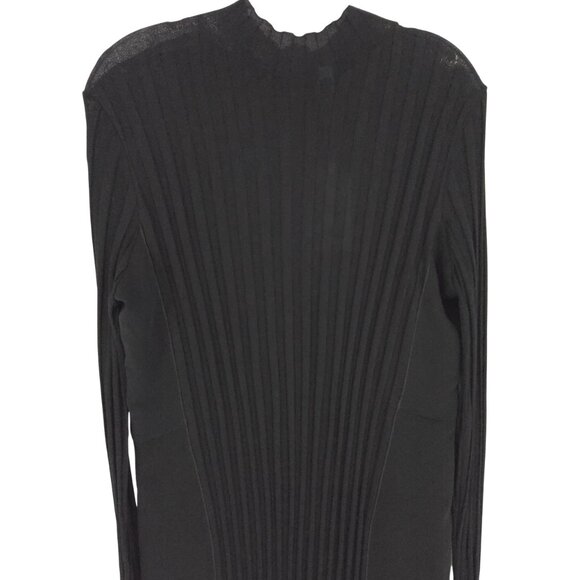 Vince Mixed Ribbed Midi Dress Black Quiet Luxury Old Money Sophisticated Elegant - Picture 3 of 16